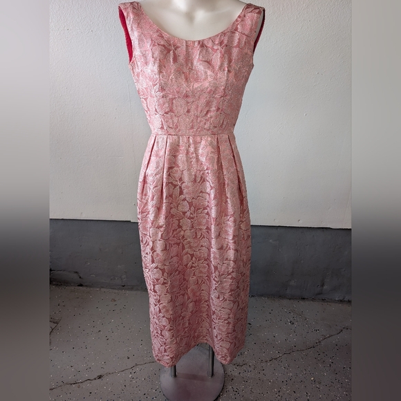 Vintage Dresses & Skirts - Vintage Bridesmaid/ Prom Dress Pink Brocade Sleeveless Zipper Maxi